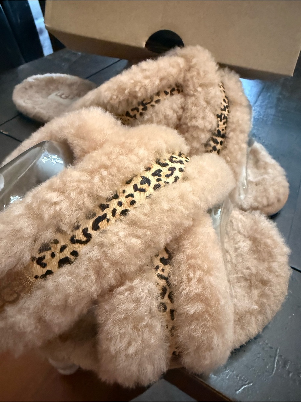 UGG Chestnut Shearling Speckle Slide Sandals - Picture 2 of 5